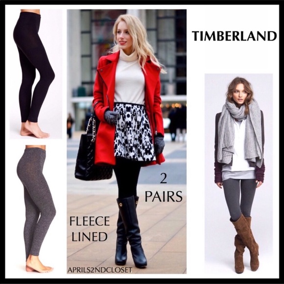 Timberland Pants - TIMBERLAND 2 FLEECE LINED LEGGINGS TIGHTS A2C